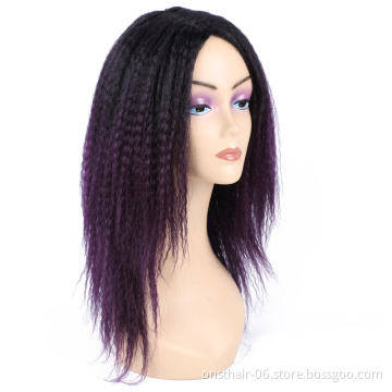Onst Long Ombre Kinky Curly Afro Hair Extension Wigs Ombre Synthetic Wig For Black Women Medium Part Natural Female Wigs